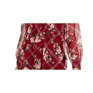 Top da donna Charter Club con stampa mista e collo diviso traspirante, rosso, taglia Petite Small - Product Image 3