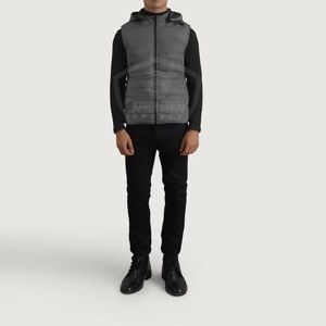 Gilet matelassé à capuche pour homme, veste d'hiver matelassée, fermeture éclair, couleur unie, vêtement décontracté, rembourrage en polyester, coupe ajustée - Product Image 1
