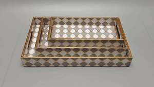 Plateau de service en bois Art Déco de qualité supérieure, décoration d'intérieur artisanale de luxe, fournisseur en gros pour le Ramadan, best-seller en Inde - Product Image 2