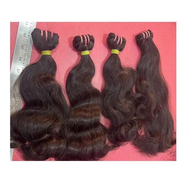 Double Drawn Machine Double weft 26 Inch Indian Virgin Raw Human Hair Extensions Bundles Manufacturing Vendors