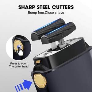 Afeitadora Eléctrica Doble Profesional para Hombre, Afeitadora de Precisión Inalámbrica Recargable por USB, Diseño Desmontable, Pantalla LED, Negro y Dorado, para RV - Product Image 4