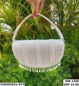 Artisan Handmade Sophisticated Crystal Stone Beaded Embroidery Bridal Clutch <b>Evening</b> <b>Bag</b> Handmade for Special Occasions - Product Image 4