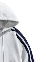 Sweat-shirt à capuche pour homme, hiver, color block, manches contrastées, bleu marine, avec poche, coupe classique, décontracté, manches longues, style français