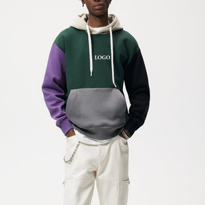 Sudaderas con capucha para hombre con bloqueo de Color personalizado de alta calidad, informales, de Color sólido, cómodas, transpirables, 100% algodón, bolsillo polar 2026 - Product Image 1