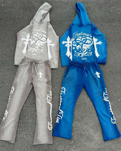 Ensemble sweat-shirt et pantalon de survêtement d'hiver coupe-vent écologique de haute qualité avec appliques en strass vieilli 500GSM, personnalisé et luxueux - Product Image 6