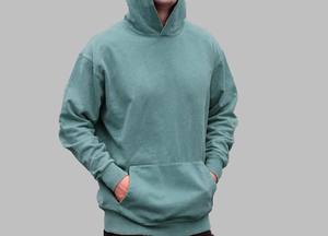 Sudadera con capucha de gran tamaño lavada con ácido 100% algodón informal de invierno personalizada de 500g/m2, Jersey vintage con logotipo frontal de talla grande y peso pesado desteñido - Product Image 3