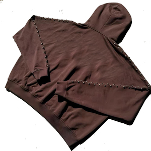 Sweat à capuche zippé en molleton épais pour homme, style luxe avec strass, design strass, streetwear épais, OEM ODM - Product Image 3