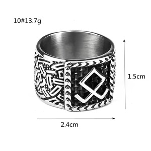 yunnique Anneaux Viking à runes pour hommes, style européen et américain, rétro, en acier inoxydable, sans rouille - Product Image 5