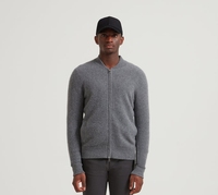 Herstellerproduktion Herren 100% Kaschmir Reißverschluss-Cardigan Grau Gerippter Stehkragen Zweiwege-Reißverschluss Strickwaren Herren Kaschmir-Strickjacke