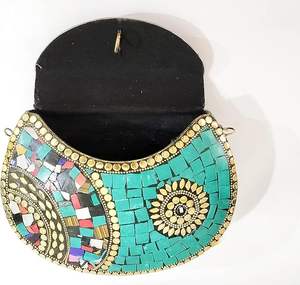 Sac à main en mosaïque en métal artisanal indien Sac à main Sac de fête Pochettes multicolores pour femmes - Product Image 1