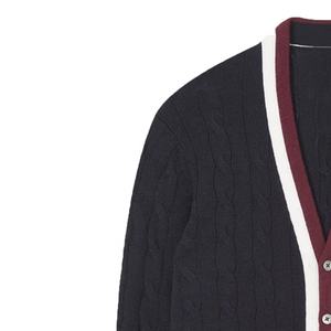 Vente en gros Cardigan brodé patchwork noir blanc décontracté col en V sororité fraternité pull tricoté hommes femmes hiver - Product Image 3