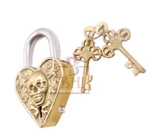 Serrures de porte de style coeur squelette en laiton avec 2 clés serrures anciennes héritage et cadenas de quincaillerie - Product Image 2
