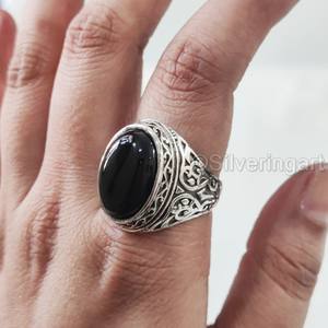 New Exclusive Men's <b>Ring</b> Natural Black Onyx Gemstone December Birthstone <b>Ring</b> <b>Arabic</b> Christmas Jewelry 925 Sterling Silver <b>Ring</b> - Product Image 1