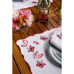 Tovaglietta ricamata farfalla rosa