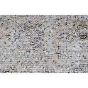 2.8x5.3 ft Rug, Vintage Turkish Rug, <b>Brown</b> Gray Patchwork <b>Wool</b> Rug - Product Image 4