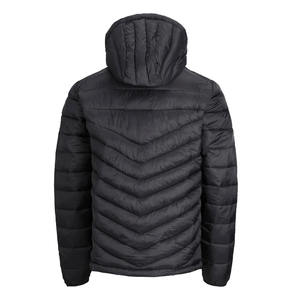 Blouson matelassé unisexe grande taille personnalisé, respirant, coupe-vent, hiver, uni, fermeture éclair, service OEM, capuche, visage vers le bas - Product Image 2