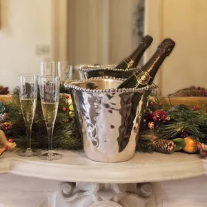 Seau à glace artisanal moderne haut de gamme, accessoire de bar de luxe en aluminium avec anneaux latéraux robustes, design écologique, Zahid Exports - Product Image 4