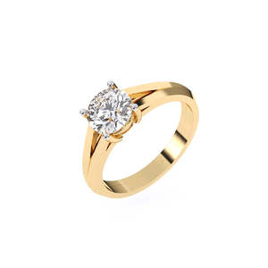 Anillo Solitario de Diamante Cultivado en Laboratorio con Corte Redondo y Tallo Dividido de Lujo, 1.04 Ct, en Oro Amarillo, Blanco y Rosa de 9K - Product Image 2