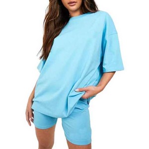 Ropa de mujer Ropa informal Conjunto de 2 piezas Conjunto de mujer de algodón sólido Impresión de logotipo personalizado Servicio OEM disponible - Product Image 1