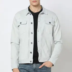 2024 Spring & Autumn Weather Jeans Jacket Long Sleeve Stand Collar Men Jeans Jacket High Quality Solid Color Jeans Jacket