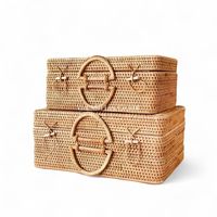 Boîte de rangement multifonctionnelle en rotin tressé naturel, style bohème, personnalisable, fabriquée à la main au Vietnam, organisation de la maison, éco-responsable