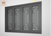 KHP - Biombo Vertical Plegable de Hierro con Diseño Francés, Ventanas Decorativas, Seguras, Resistentes al Viento, Impermeables/Aislantes Acústicos, Personalizables