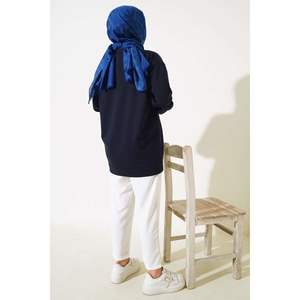 Tunique unie à deux fils Bleu Marine - Product Image 3