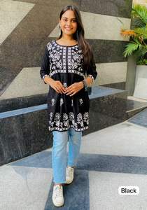 Designer <b>Women</b> Short Kurta <b>for</b> Jeans, Heavy Tunic, Indian <b>Kurti</b> <b>for</b> <b>Women</b> - Product Image 2