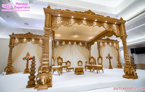 Impresionante Mandap de Doble Poste para Interiores, Decoración con Aspecto de Madera, Mandap de FRP para Bodas, Mandap Tradicional de Doble Poste para Bodas en Canadá - Product Image 2