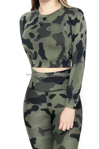 Camo Printed High Waist Pants Set Ribbed Fitness Yoga Wear Women Gym Seamless Tie Dye Crop <b>Top</b> two Pieces Set Sexy Club Floral - Product Image 3
