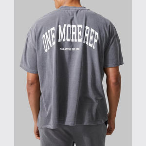 Camiseta lavada con acabado de tinte ácido Camiseta de manga corta unisex en algodón suave Ideal para capas Trajes de calle - Product Image 3