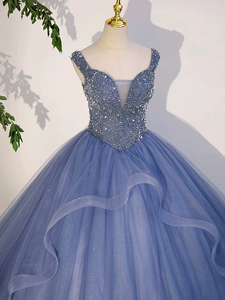 Khiêm tốn 15 quinceanera sang trọng đính cườm long lanh mô hình nàng tiên cá bóng tầng Chiều dài áo cưới váy phụ nữ cô dâu mặc prom - Product Image 2