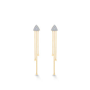 Boucles d'oreilles pendantes en or jaune avec diamants - Product Image 2