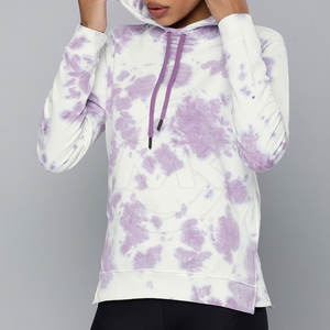 เสื้อฮู้ดผ้าฟลีซเข้ารูปสำหรับผู้หญิงผ้าฟลีซพิมพ์ลายมัดย้อมใส่สบาย - Product Image 2
