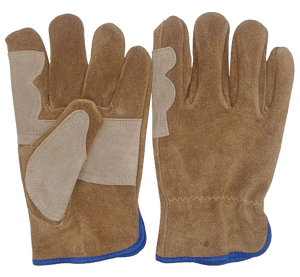 Guantes de cuero dividido de vaca superventas Premium con palma de parche en guantes de mano de seguridad industrial de color marrón - Product Image 2