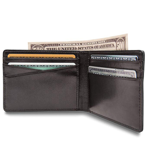 Petit portefeuille pour homme en cuir véritable, pliable, court, tendance, protection RFID, doublure en polyester, design ouvert durable - Product Image 5