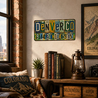 Letrero Metálico Vintage de Denver, EE. UU., Estilo Rústico, Decoración de Pared para Bares y Garajes, Letrero Metálico de Estilo Antiguo para Montaña