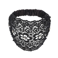 Fleur Creux Perlé Bandeau Crochet Fleur Perle Bandeau Dentelle Large Bord Pressé Cheveux Écharpe Cheveux Accessoires En Gros