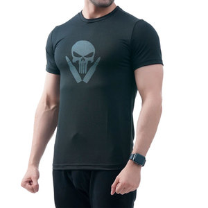Camiseta de manga corta para correr en el gimnasio de compresión deportiva OEM más vendida para hombres, material de Jersey frontal de diseño sólido informal - Product Image 6