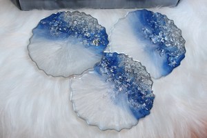 Resin Coasters Art Deco Floral Design Wedding Birthday Christmas Customizable Color Irregular Shape Wood Handicraft - Product Image 2