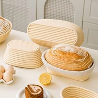 Ensemble de paniers ovales en rotin, pain banneton, avec doublure, fermentation, levain, paniers tissés