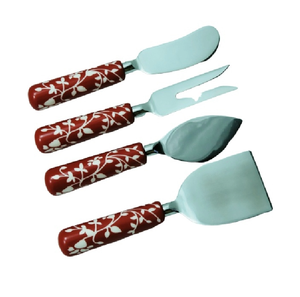 Juego de cuchillos para queso de acero inoxidable con mango de paraguas de diseño simple y herramientas para queso de resina de madera agrietada - Product Image 2