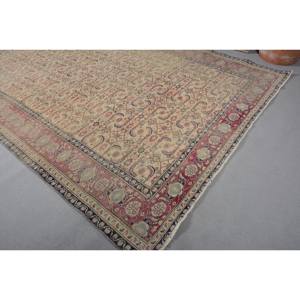 Vintage Turkish <b>Wool</b> Area Rug 63 X 94ft Beige <b>Red</b> Patchwork Design Large Rectangle Latex Traditional Style for Hallway Room - Product Image 2