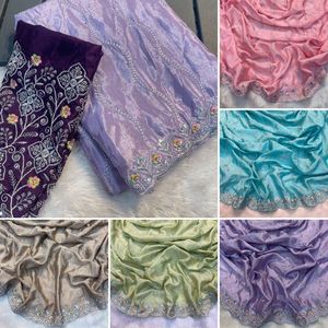 Indio elegante Bollywood diseñador Chinon seda Saree última exclusiva elegante blusa para étnico de moda fiesta mujeres niñas desgaste - Product Image 6