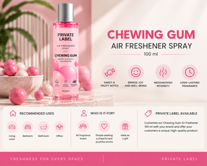 Spray Aromatizante para el Aire con Sabor a Chicle de Marca Privada 100ml OEM |   Spray Aromatizante para el Hogar con Aroma Dulce y Frutal |   España UE - Product Image 3