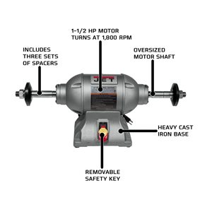 Pulidora Industrial de 10 Pulgadas, 1800 RPM, 1-1/2 HP, 115V, 1 Fase, Fuente de Alimentación Eléctrica - Product Image 5