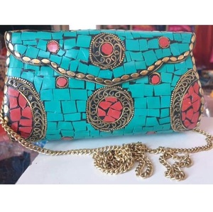 Bolsas de maquillaje con forma de concha Simple clásica, bolsa de cosméticos, bolso de mano para llave de coche, hecho a mano, recubierto de Color verde para mujer, personalizado a mano - Product Image 1