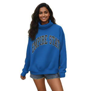 Sweat-shirt personnalisé en gros pour femmes, sweat-shirt en coton brodé, col rond surdimensionné, col montant, sweat-shirt pour femmes - Product Image 6