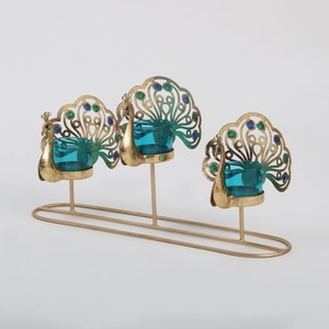 Portavelas de metal con diseño de pavo real, otros candelabros elegantes, linternas y para decoración del hogar - Product Image 3
