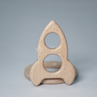 Ensemble combiné de 4 brosses à dents en bois pour bébé, fusée étoile, baleine et cercle pour le soulagement de la dentition.